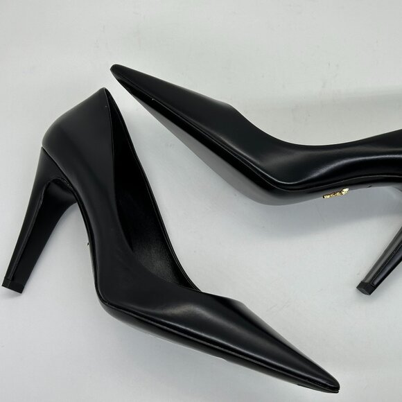 PRADA Triangle Show Leather Pointed Toe Pumps Heels Shoes Black - Picture 12 of 15